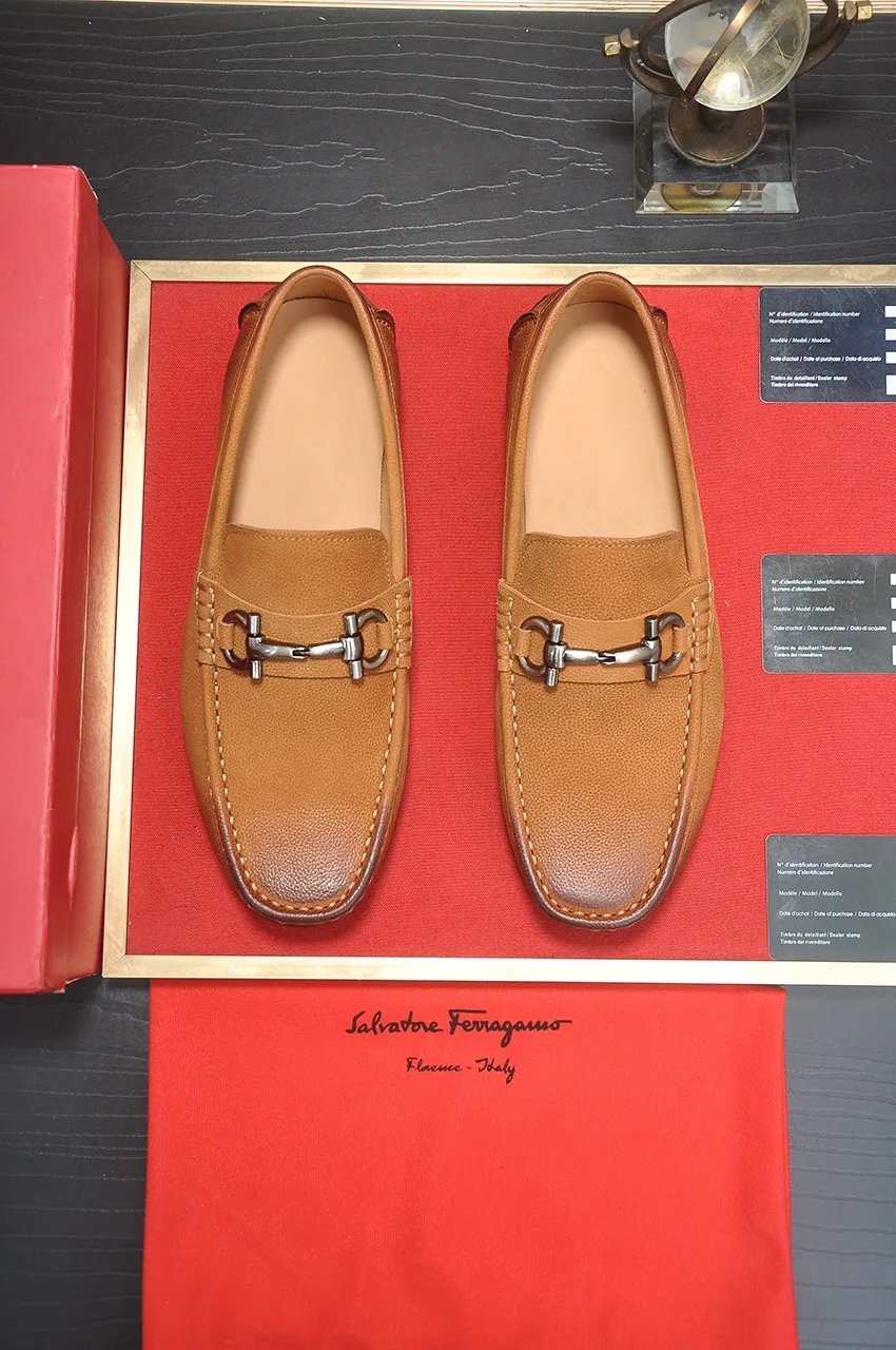 Men's shoes 💰460💶 [Ferragamo/Ferragamo] The latest model in the counter. Original imported open-sided fine cowhide hand-woven + imported 🐂 cowhide + original luxury metal buckle + original combination outsole. No pressure in comparison 38--44🎉